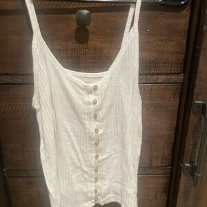 American Eagle Outfitters Cream White Button-Down Tank